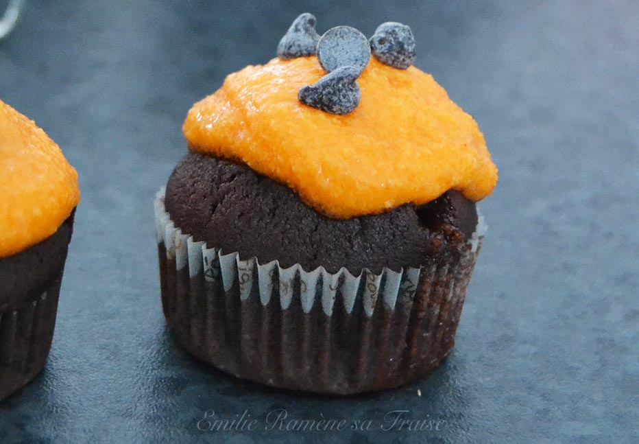 Cupcakes orange et chocolat pour Halloween
