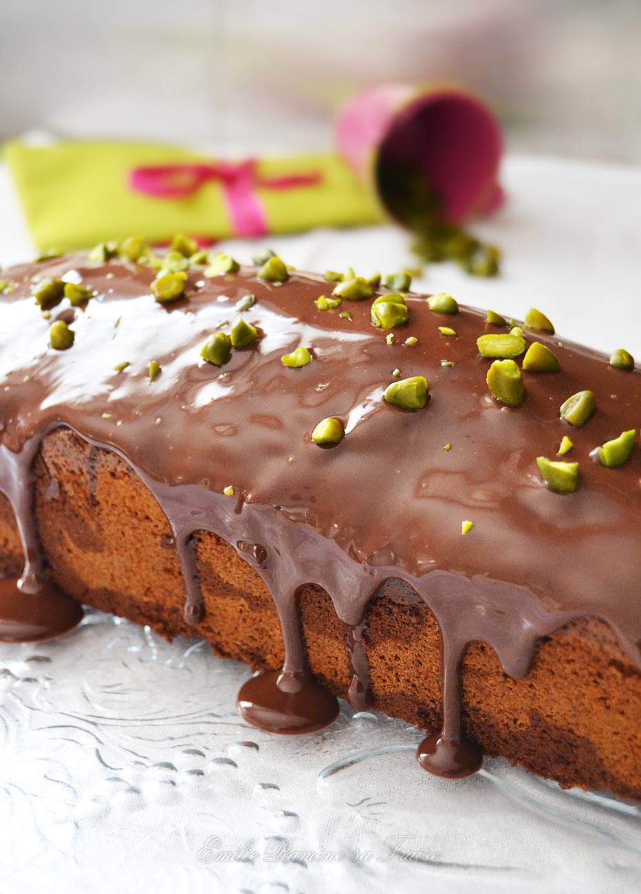 Cake marbré chocolat et pistache