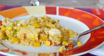 Blésotto poivron, poulet et maïs