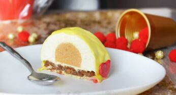Bûche vanille, caramel et spéculoos